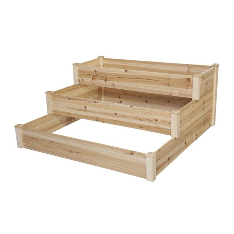 3-Tier Fir Wood Verhoogde Tuin Bed Planter Kit voor Planten, Kruiden, Groenten, Outdoor Tuinieren Gelaagd Ontwerp 49 'x 49' x 22'