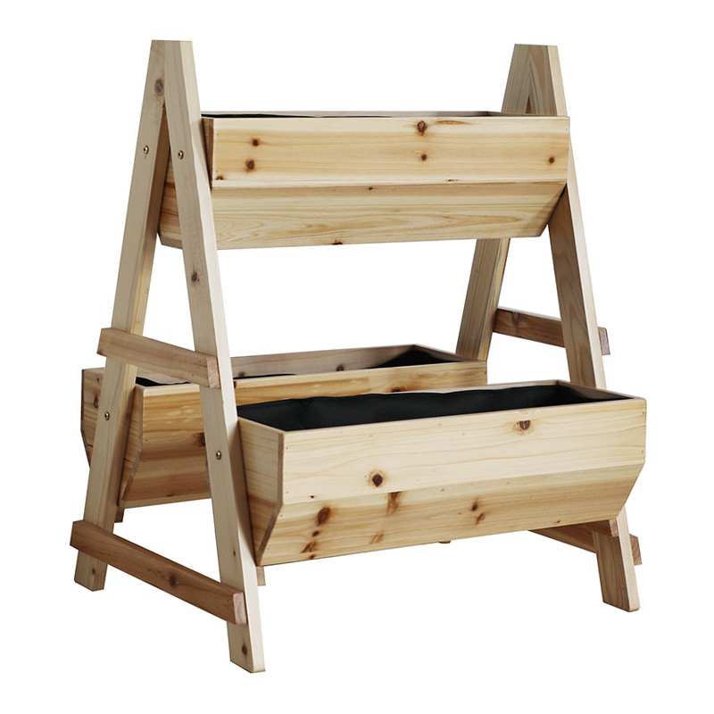 Tuinbed A-vormige houten plantenbak met niet-geweven stof voor achtertuin Tuinbed A-vormige houten plantenbak met niet-geweven stof voor achtertuin