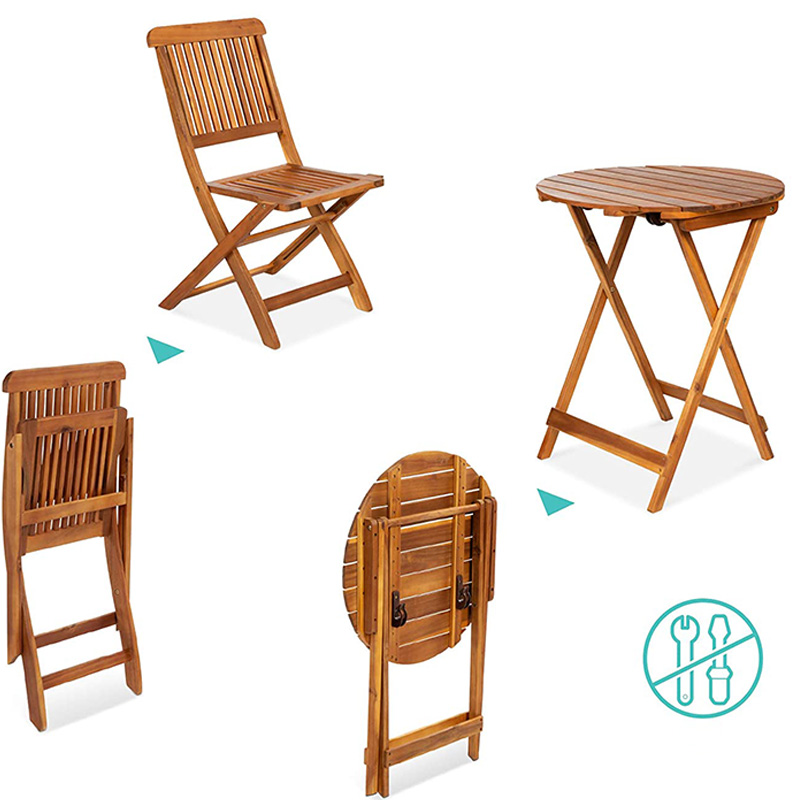 3-delige bistroset met klaptafel, 2 stoelen 3-delige bistroset met klaptafel, 2 stoelen