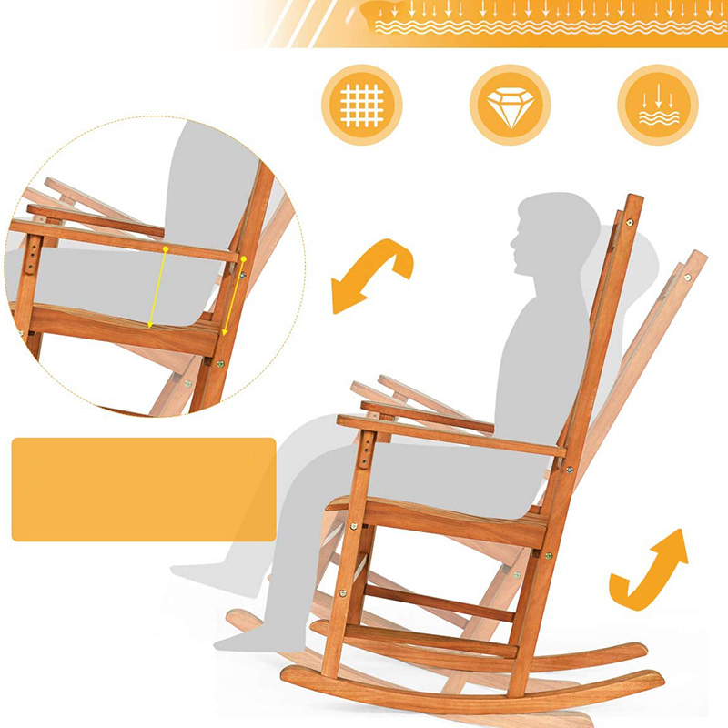 3-delige populierenhouten schommelstoelset met salontafel 2 houten gespreksstoelen