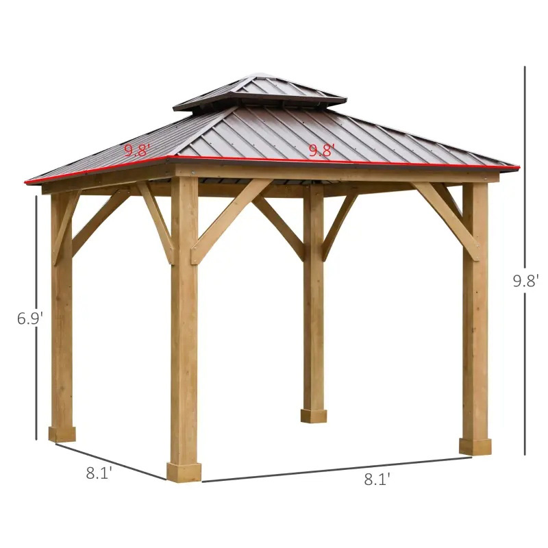 10 'x 10' Hardtop Gazebo Patio Canopy Shelter Outdoor w / Steel Double Tier Roof