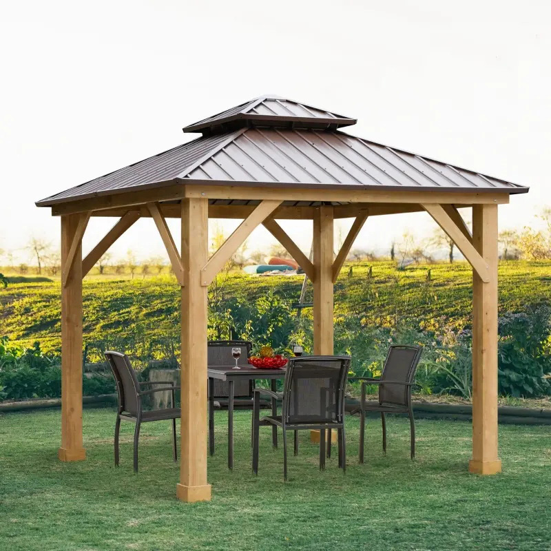 10 'x 10' Hardtop Gazebo Patio Canopy Shelter Outdoor w / Steel Double Tier Roof