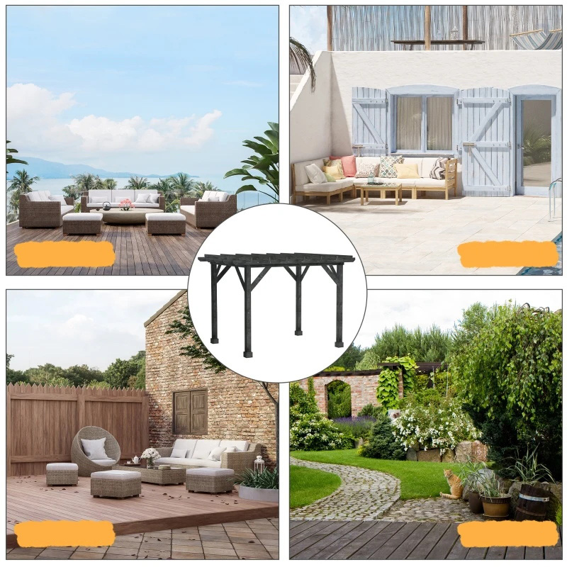 Buiten 10 'x 10' Pergola Gazebo, 100% Houten Pergola Geschikt voor Patio, Deck, Garden, Gazebo, Perfect voor BBQ's, Feesten, Picknicks, Zwart