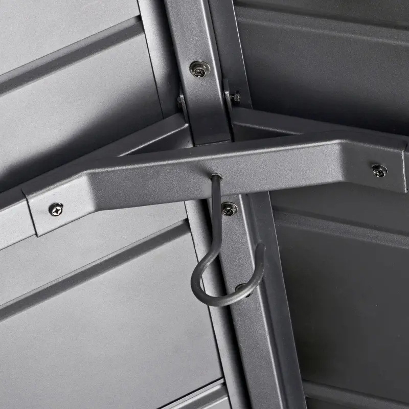 11x13 hardtop tuinhuisje met houten frame, permanente metalen dak tuinhuisje luifel met plafondhaak voor tuin, terras, achtertuin