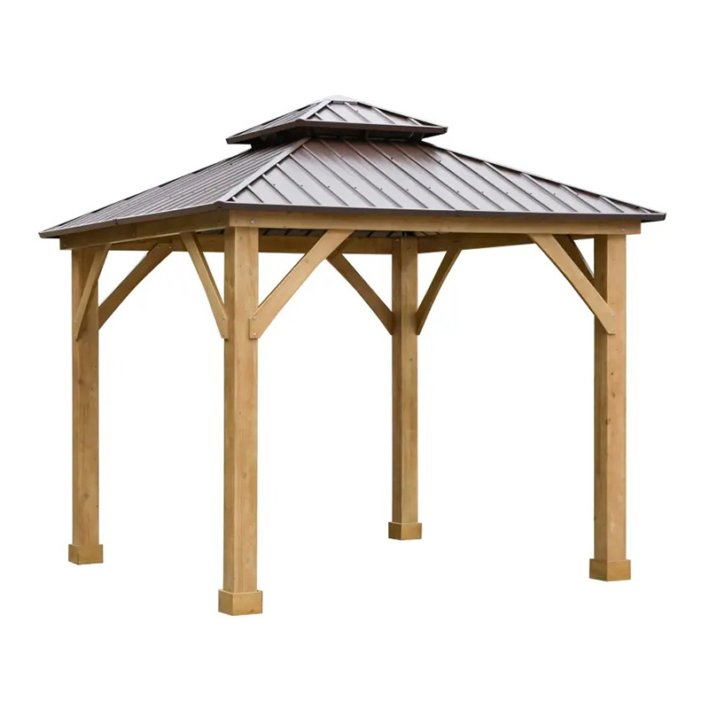 10 'x 10' Hardtop Gazebo Patio Canopy Shelter Outdoor w / Steel Double Tier Roof