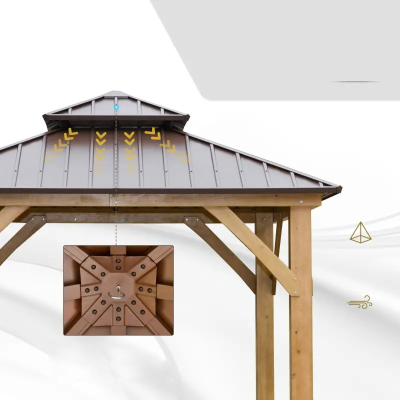 10 'x 10' Hardtop Gazebo Patio Canopy Shelter Outdoor w / Steel Double Tier Roof