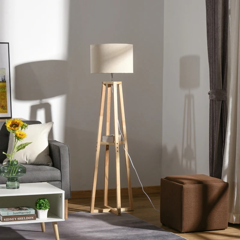 Moderne staande vloerlamp slaapkamer licht met drum lampenkap, voetpedaalschakelaar