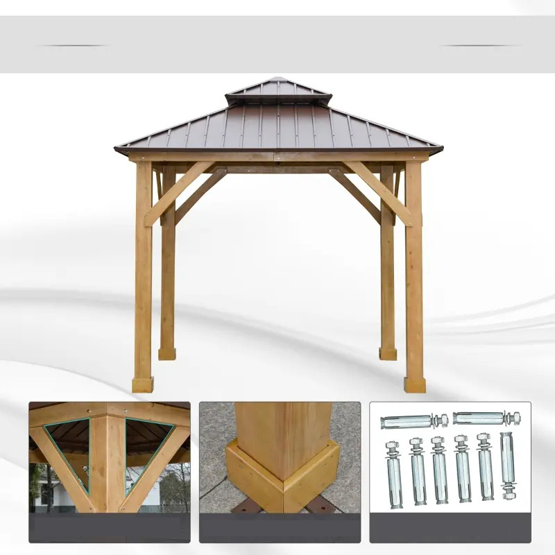 10 'x 10' Hardtop Gazebo Patio Canopy Shelter Outdoor w / Steel Double Tier Roof