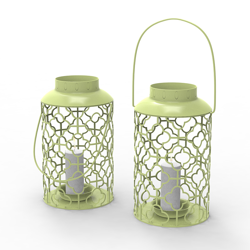 Metalen lantaarn met kaars op batterijen - traditioneel zwart, 17' lantaarn