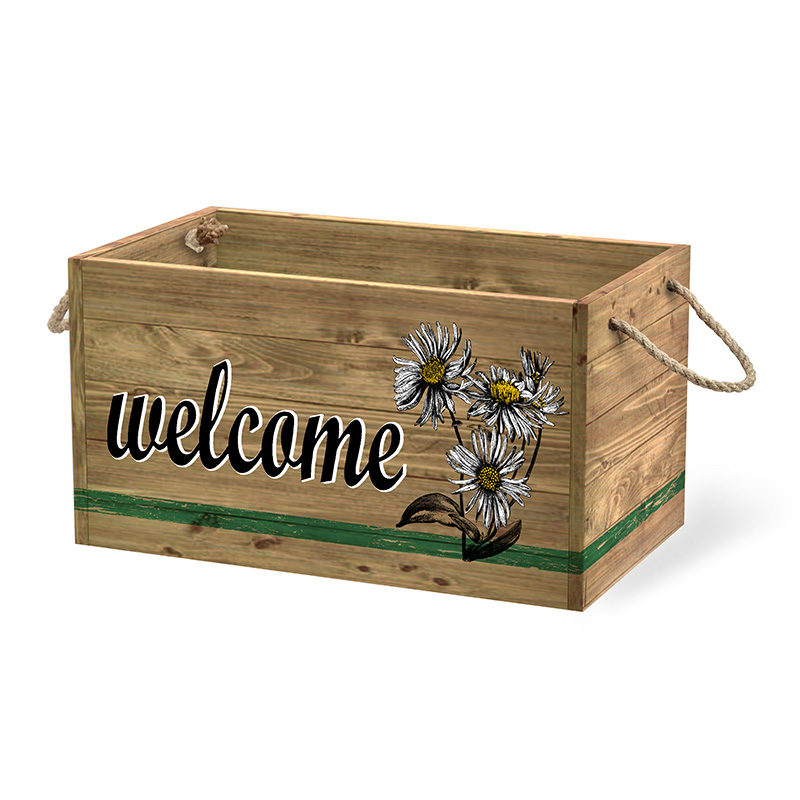 Houten opslagkrat voor organisatie en opslag, set van 3, bruin