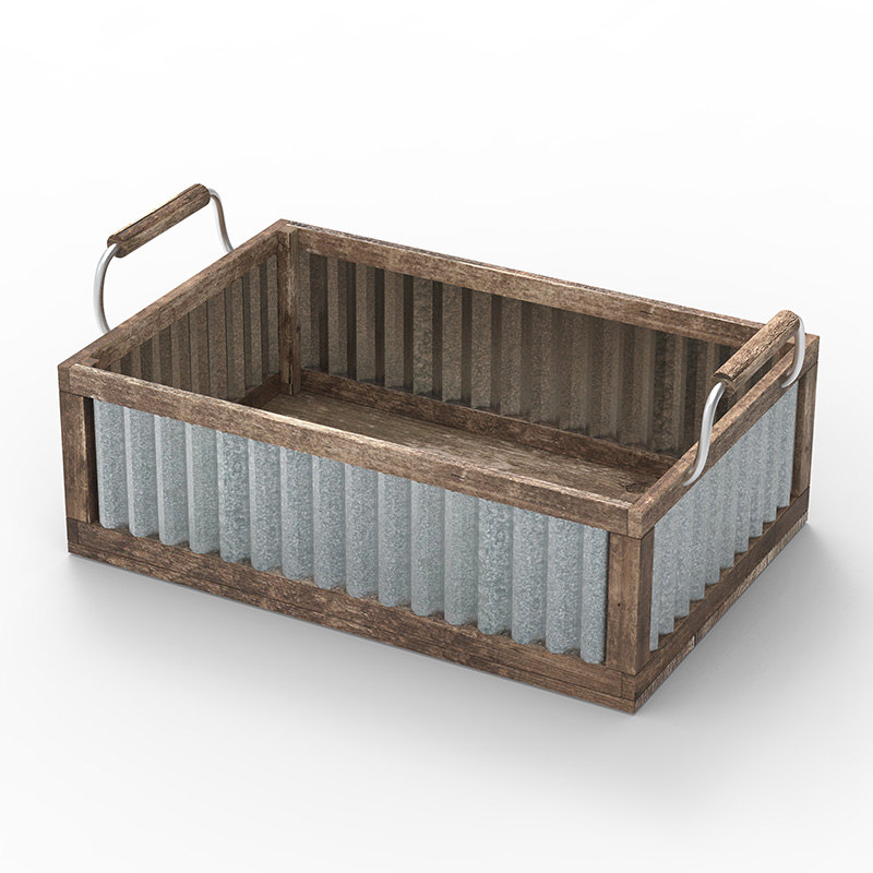 Houten opslagkrat voor organisatie en opslag, set van 3, bruin