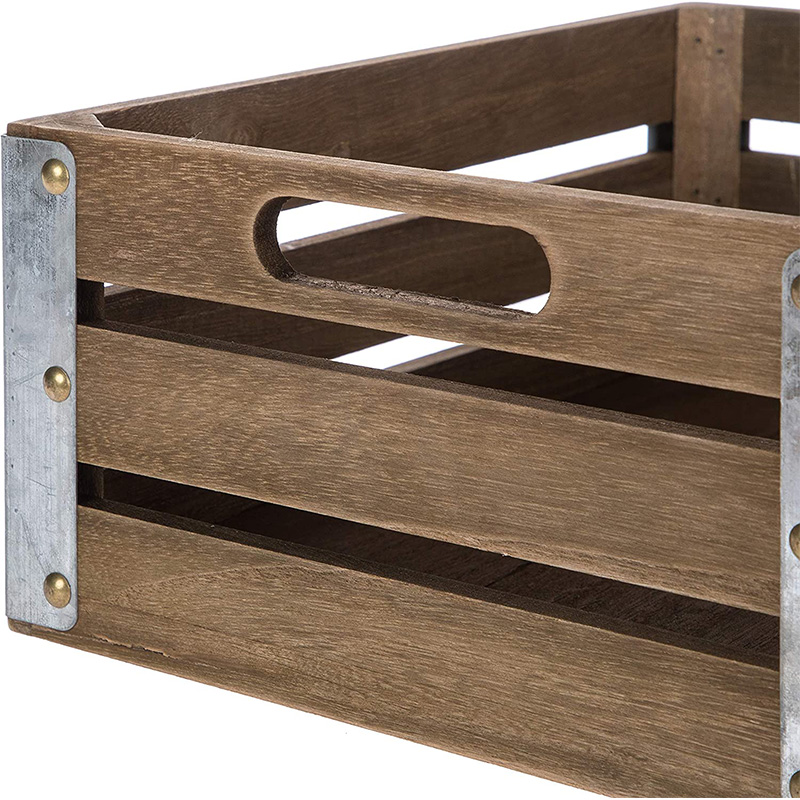 Houten opslagkrat voor organisatie en opslag, set van 3, bruin