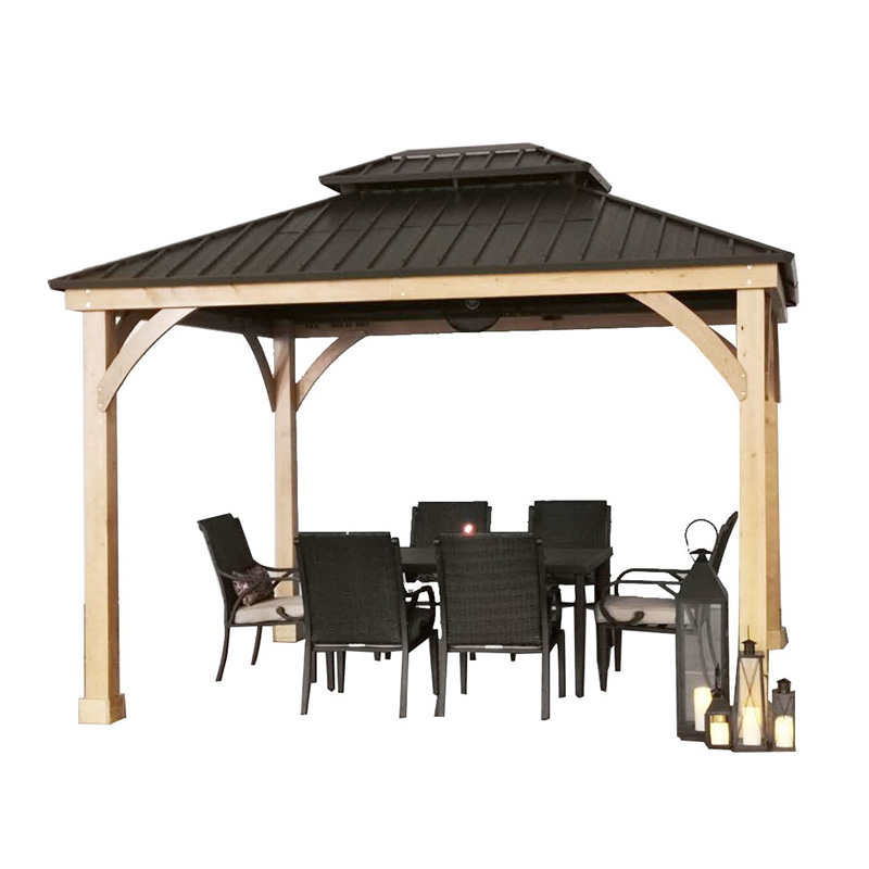 10 'x 10' Hardtop Gazebo Patio Canopy Shelter Outdoor w / Steel Double Tier Roof