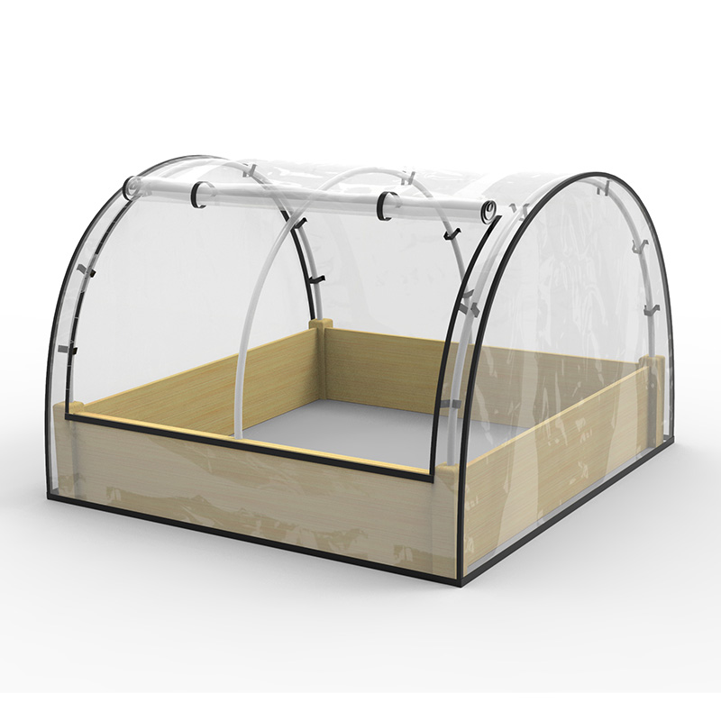 Verhoogde tuinset met bloembed met kas, houten koude frame plantenbak, naturel