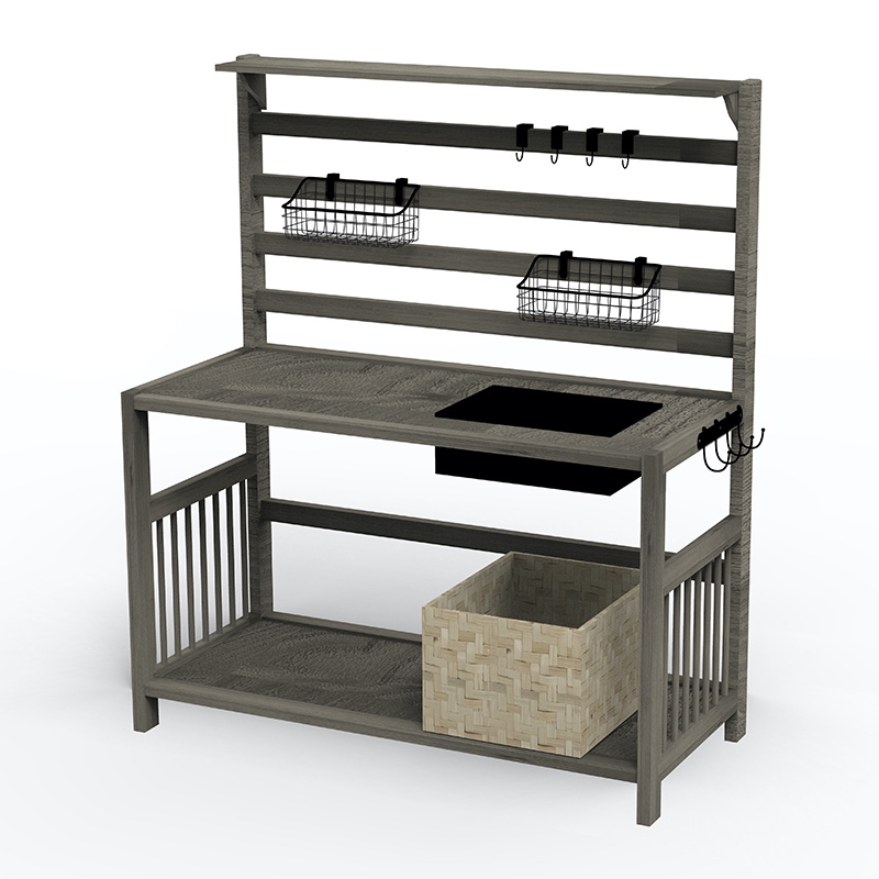 Oppottafel, tuinwerkstation met zeefscherm, verwijderbare gootsteen en manden