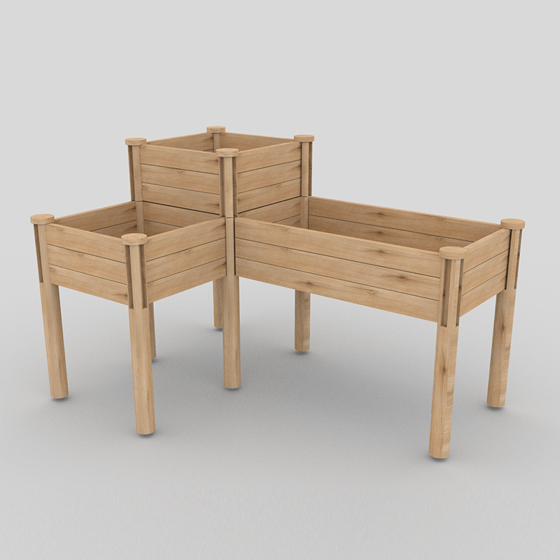 3-laags verhoogd tuinbed met opbergplank, verhoogde houten plantenbakkit