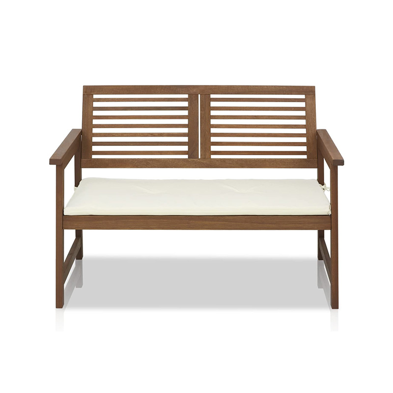 Buiten opvouwbare tuinbank, 2-zits patio houten bank, Loveseat stoel met rugleuning en armleuning voor terras, veranda of balkon, geel