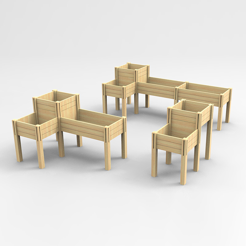 3-laags verhoogd tuinbed met opbergplank, verhoogde houten plantenbakkit