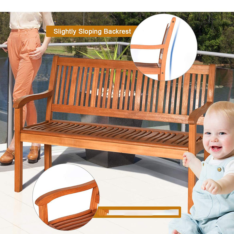 Buiten opvouwbare tuinbank, 2-zits patio houten bank, Loveseat stoel met rugleuning en armleuning voor terras, veranda of balkon, geel