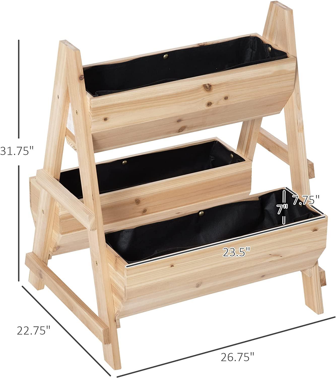 Tuinbed A-vormige houten plantenbak met niet-geweven stof voor achtertuin