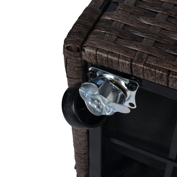 Plantenbak van rotan voor binnen/buiten met opbergrek voor gereedschap eronder en stevig verhoogd werkgebied 28' H