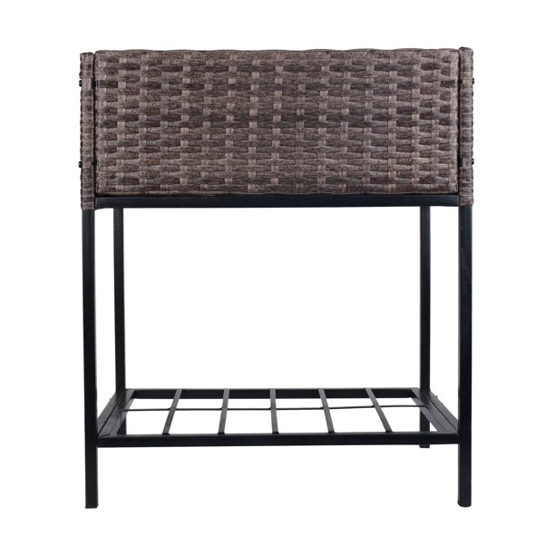 Plantenbak van rotan voor binnen/buiten met opbergrek voor gereedschap eronder en stevig verhoogd werkgebied 28' H