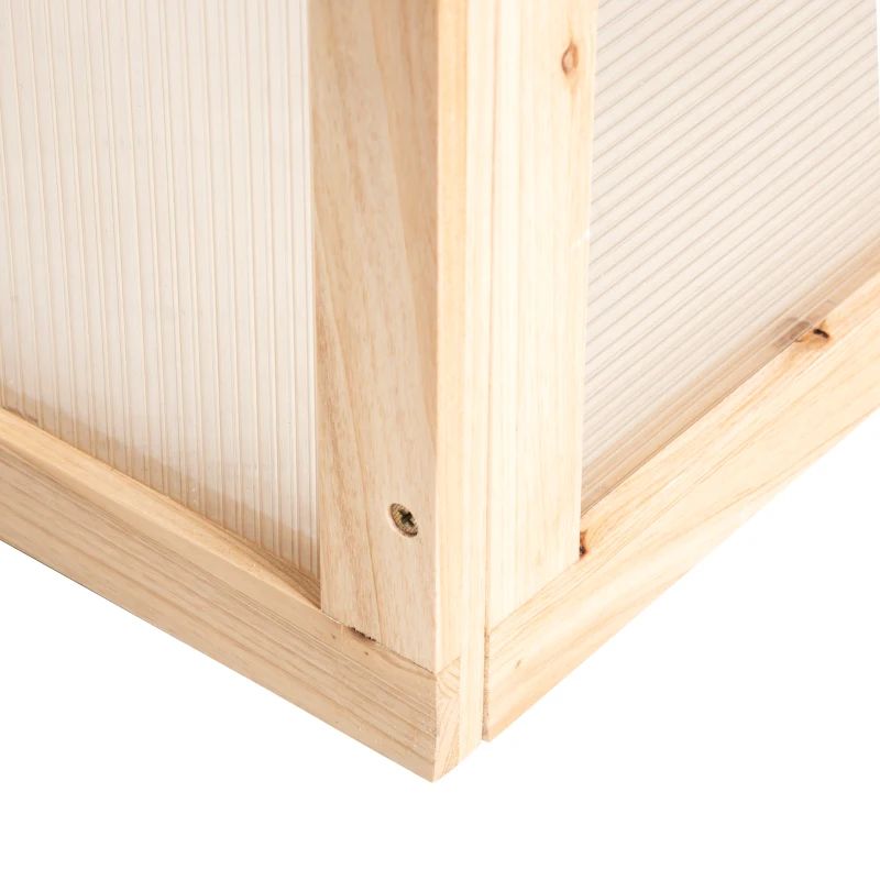 Verhoogde tuinset met bloembed met kas, houten koude frame plantenbak, naturel