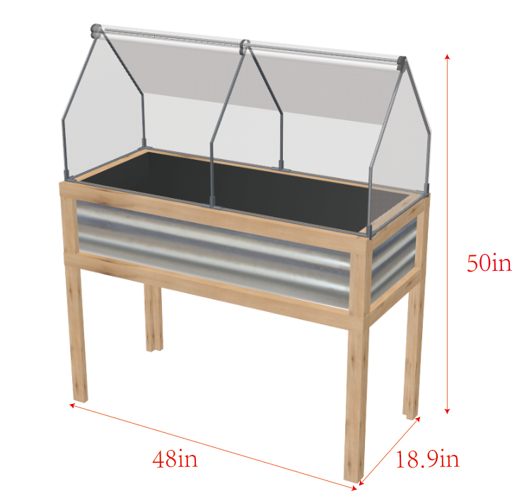 36 'x 20' x 41 'kas verhoogde potplantenbeschermingsdoos buiten met te openen bovenkant, houten koud frame oranje