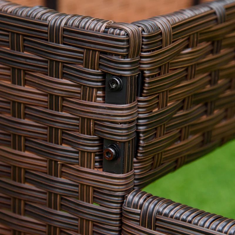 Plantenbak van rotan voor binnen/buiten met opbergrek voor gereedschap eronder en stevig verhoogd werkgebied 28' H