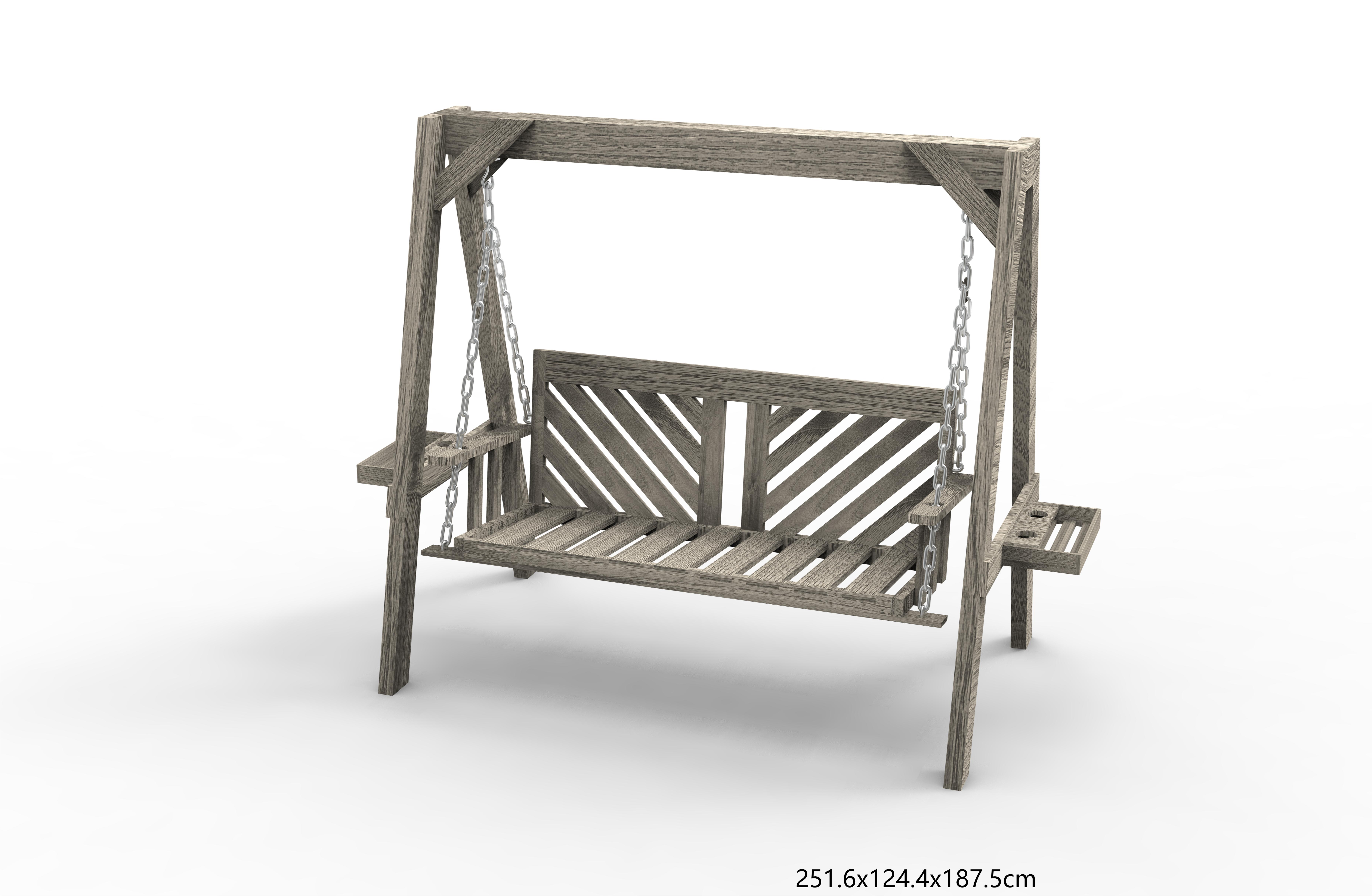 2-persoons schommelbank voor buiten met houten standaard, sterk A-frame ontwerp en verstelbare waterafstotende luifel, schommel in rustieke stijl