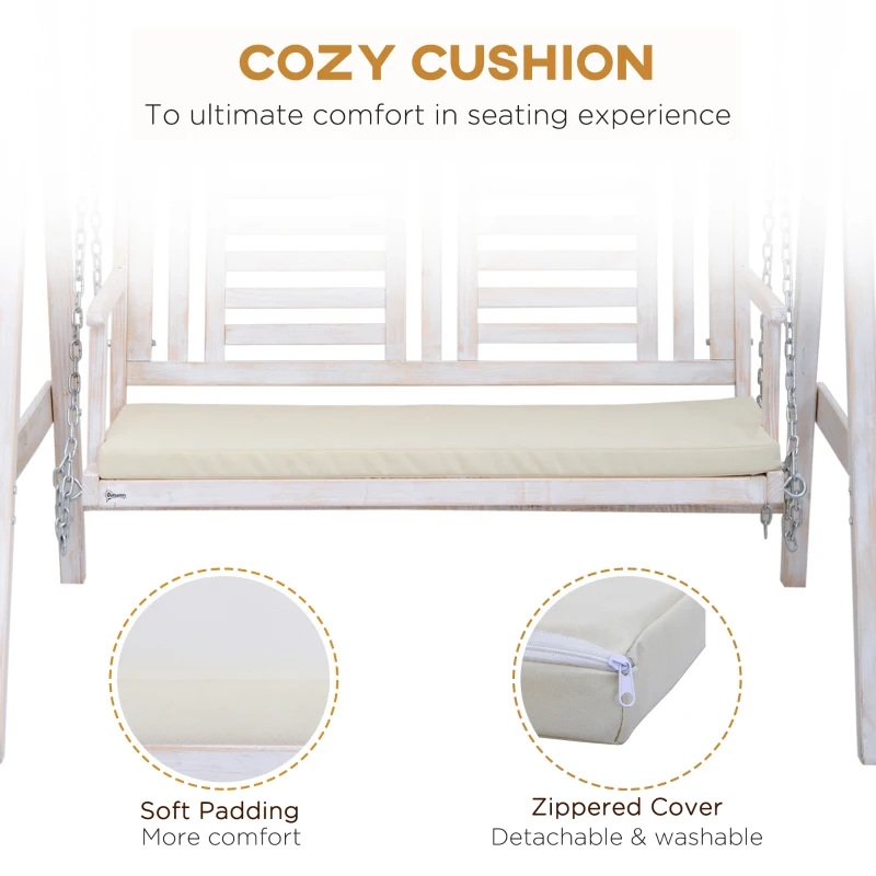 2-persoons buitenschommel Verandaschommel met houten standaard, sterk A-frame ontwerp en verstelbare waterafstotende luifel