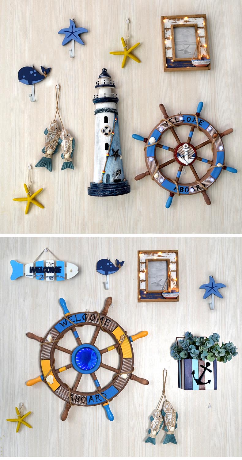 Lixincrafts kust heiligdom decor, zee stijl decor, Ship Wheel