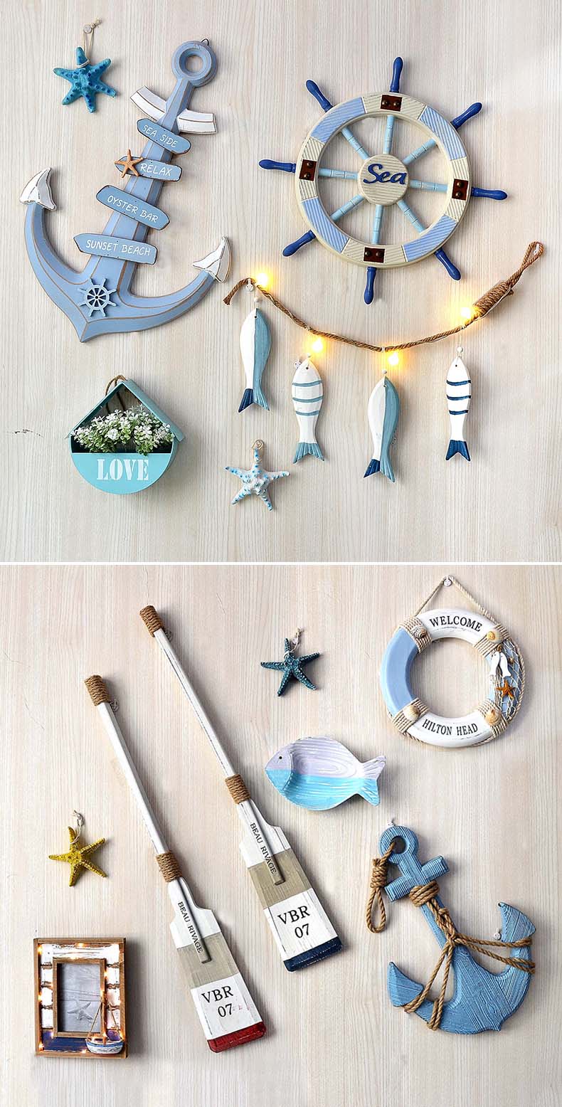 Lixincrafts kust heiligdom decor, zee stijl decor, Ship Wheel