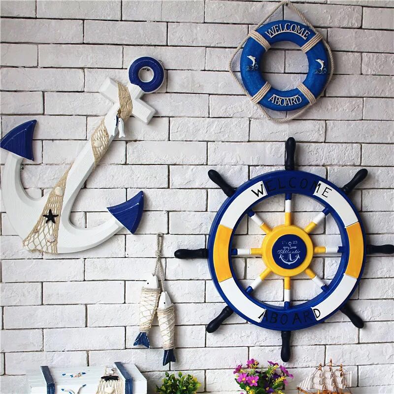 Lixincrafts kust heiligdom decor, zee stijl decor, Ship Wheel